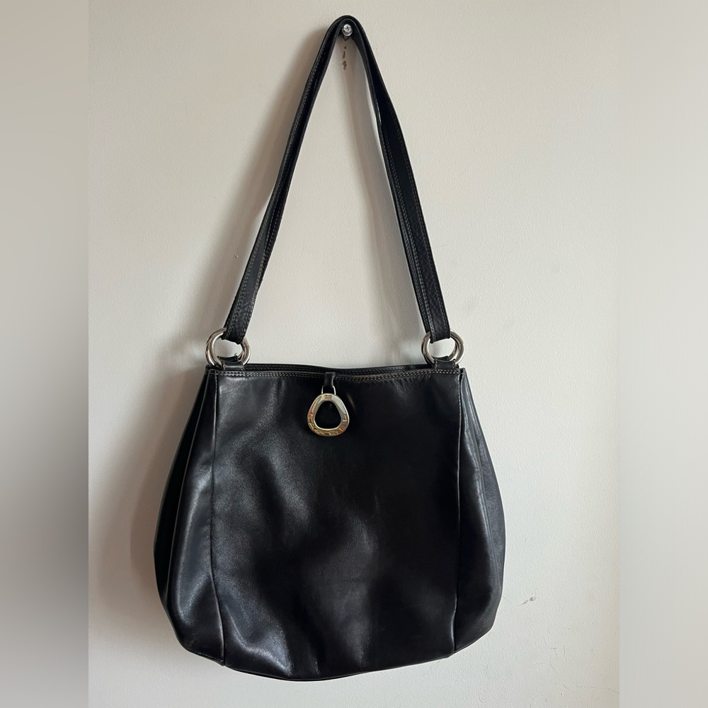 LANCEL Paris Black Leather Shoulder Bag